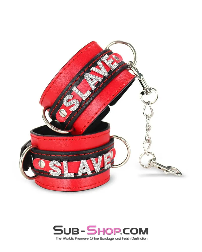 0753DL      SLAVE Rhinestone Wrist Bondage Cuffs with Chain