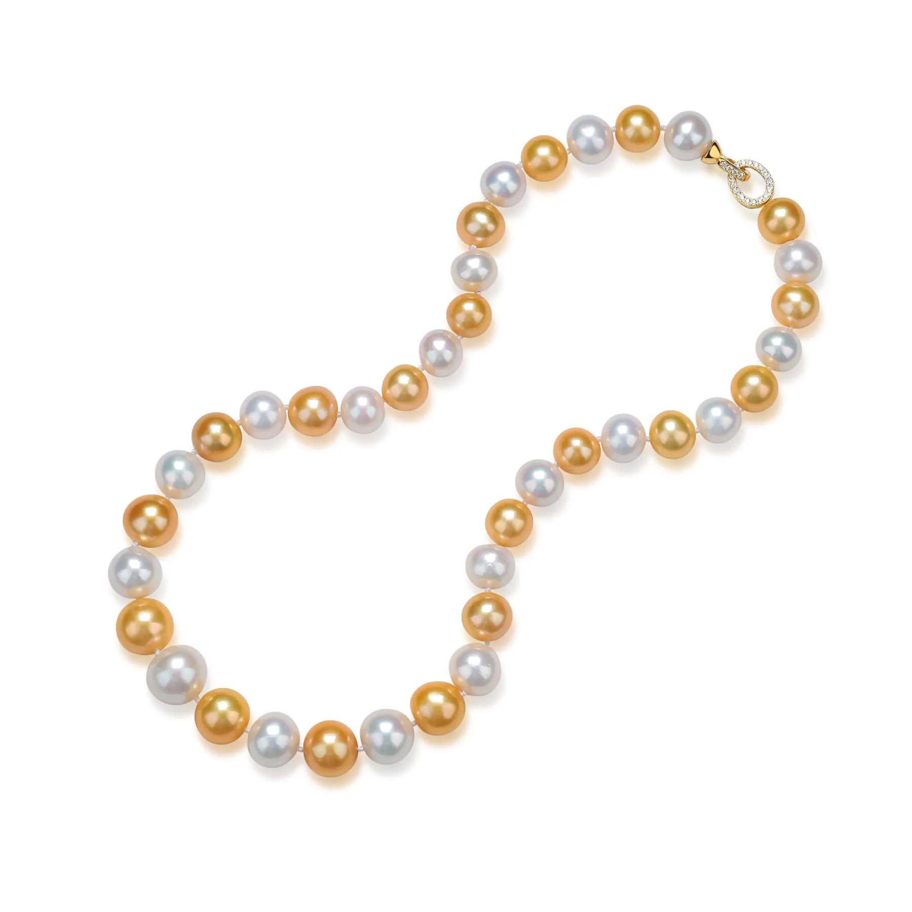 10-11mm Dyed Golden and White Freshwater Pearl Necklace