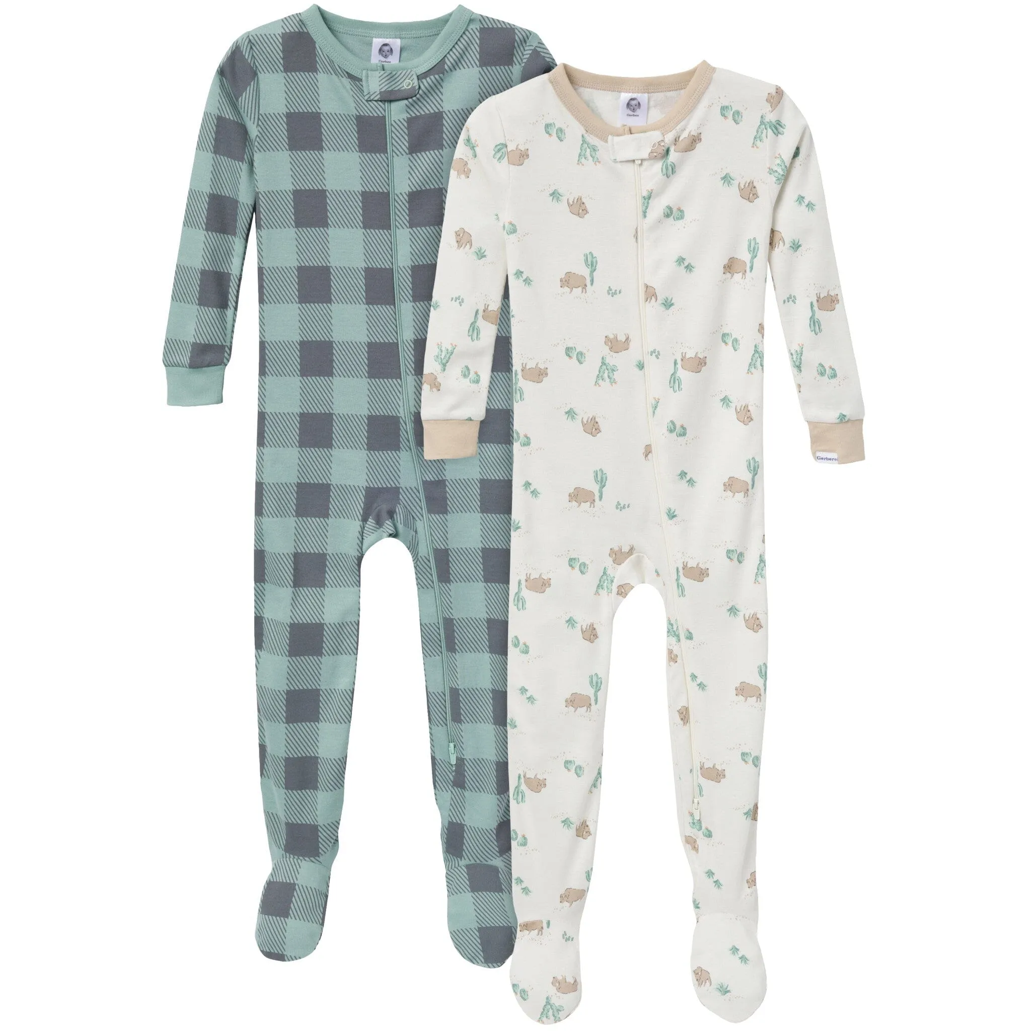 2-Pack Baby & Toddler Boys Desert Animals Snug Fit Footed Pajamas