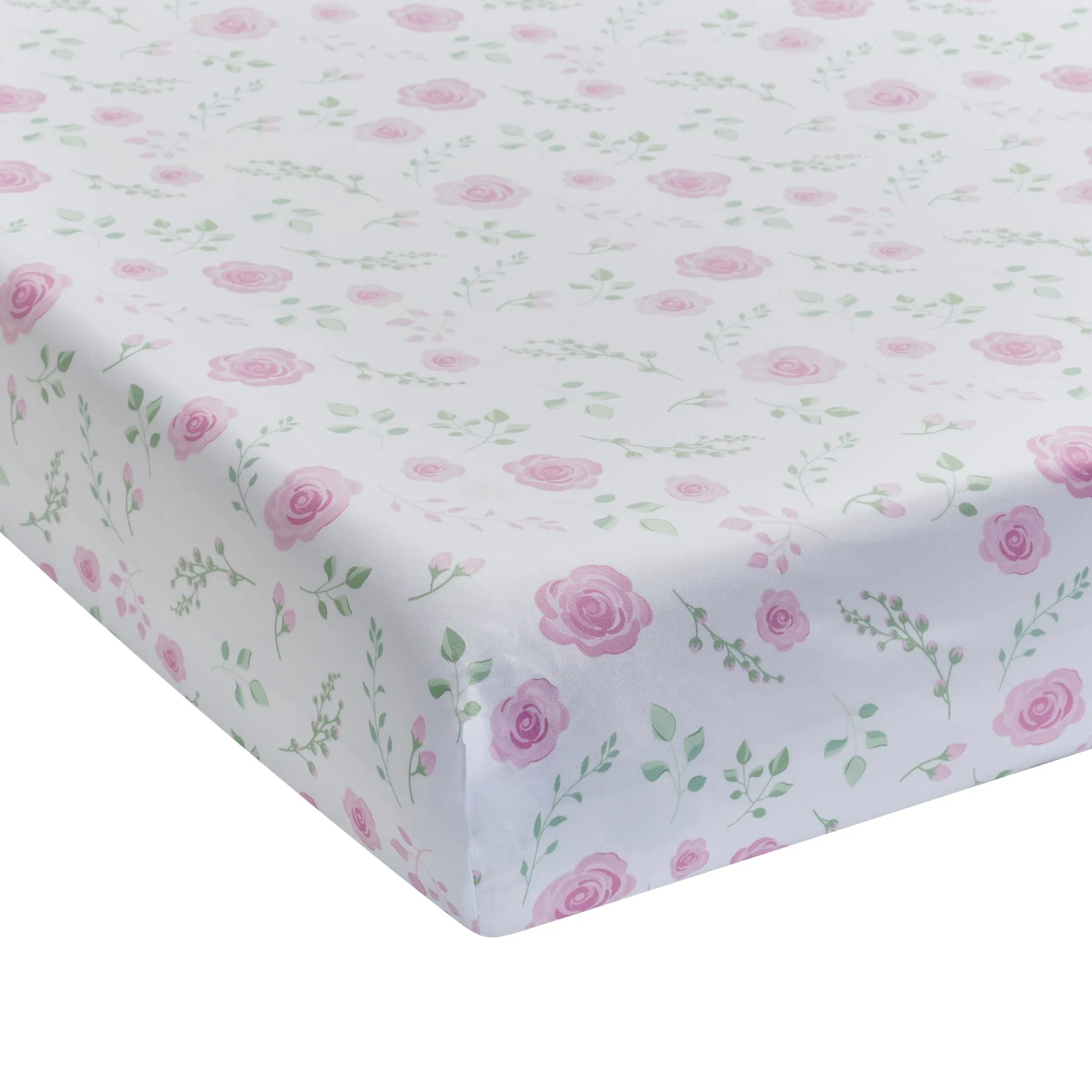 2 Pack Fitted Girls Crib Sheet - Floral/Rosebud