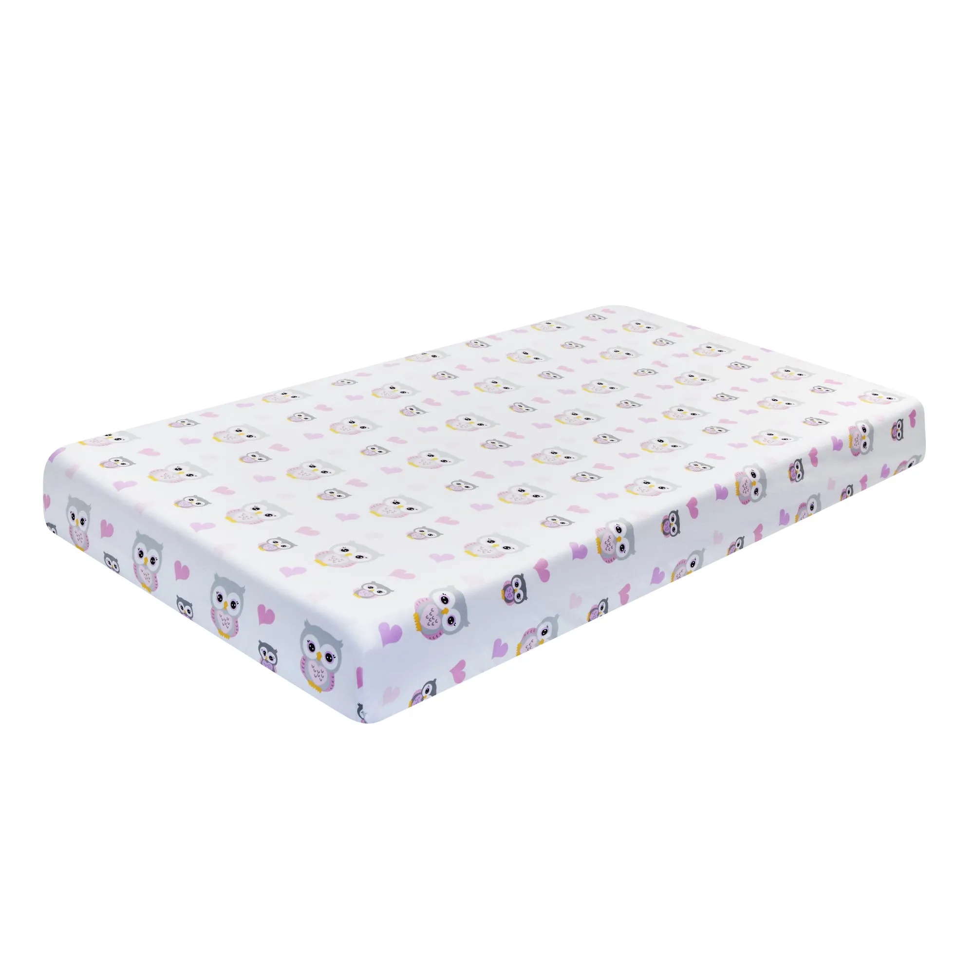 2 Pack Fitted Girls Crib Sheet - Owls/Pink