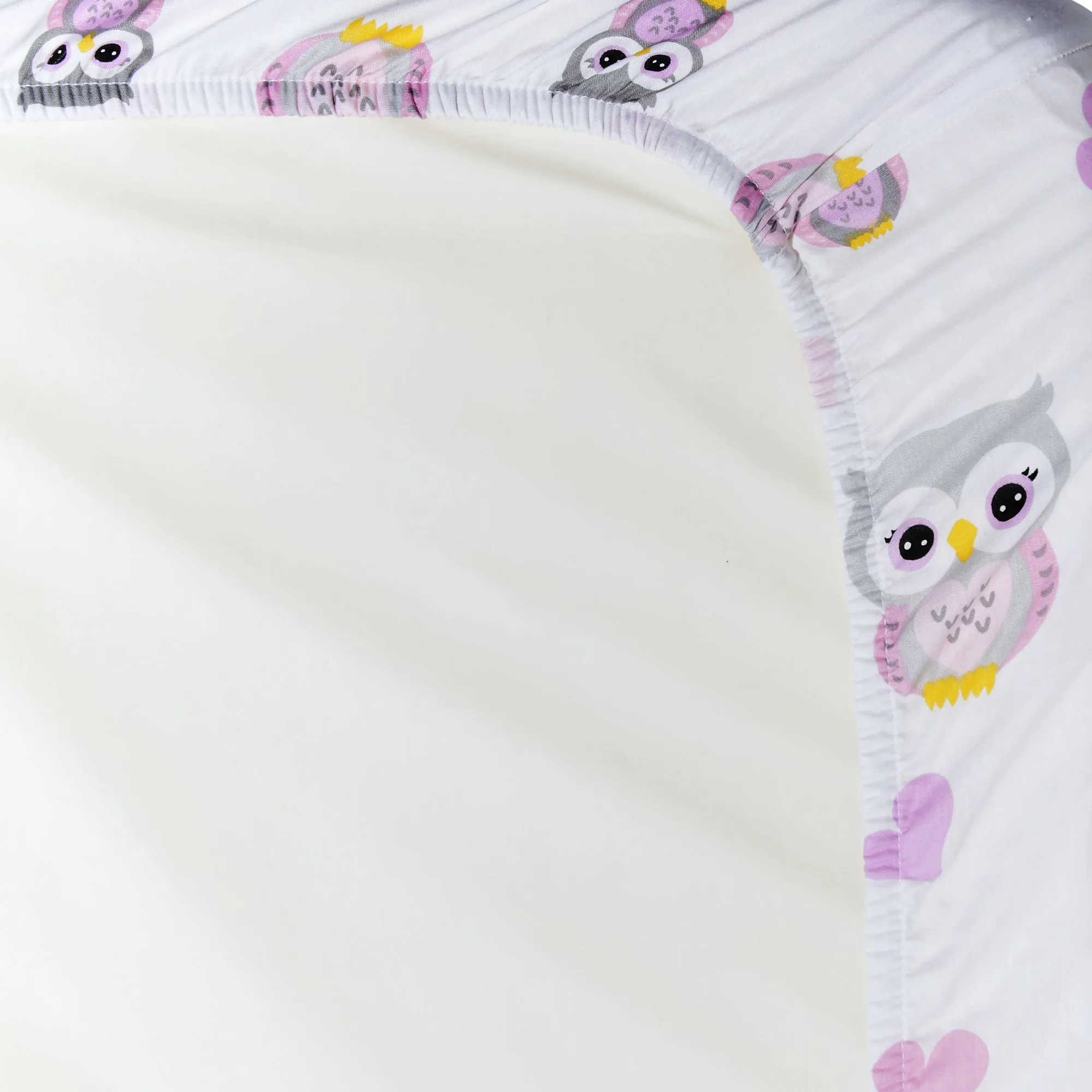 2 Pack Fitted Girls Crib Sheet - Owls/Pink