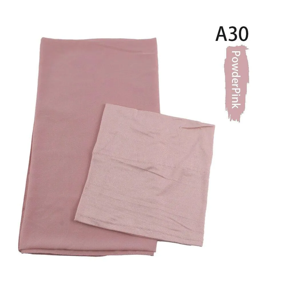 2024 Chiffon Hijab Set with Matching Undercap | Women’s Over Neck Scarf Shawl and Jersey Inner Caps