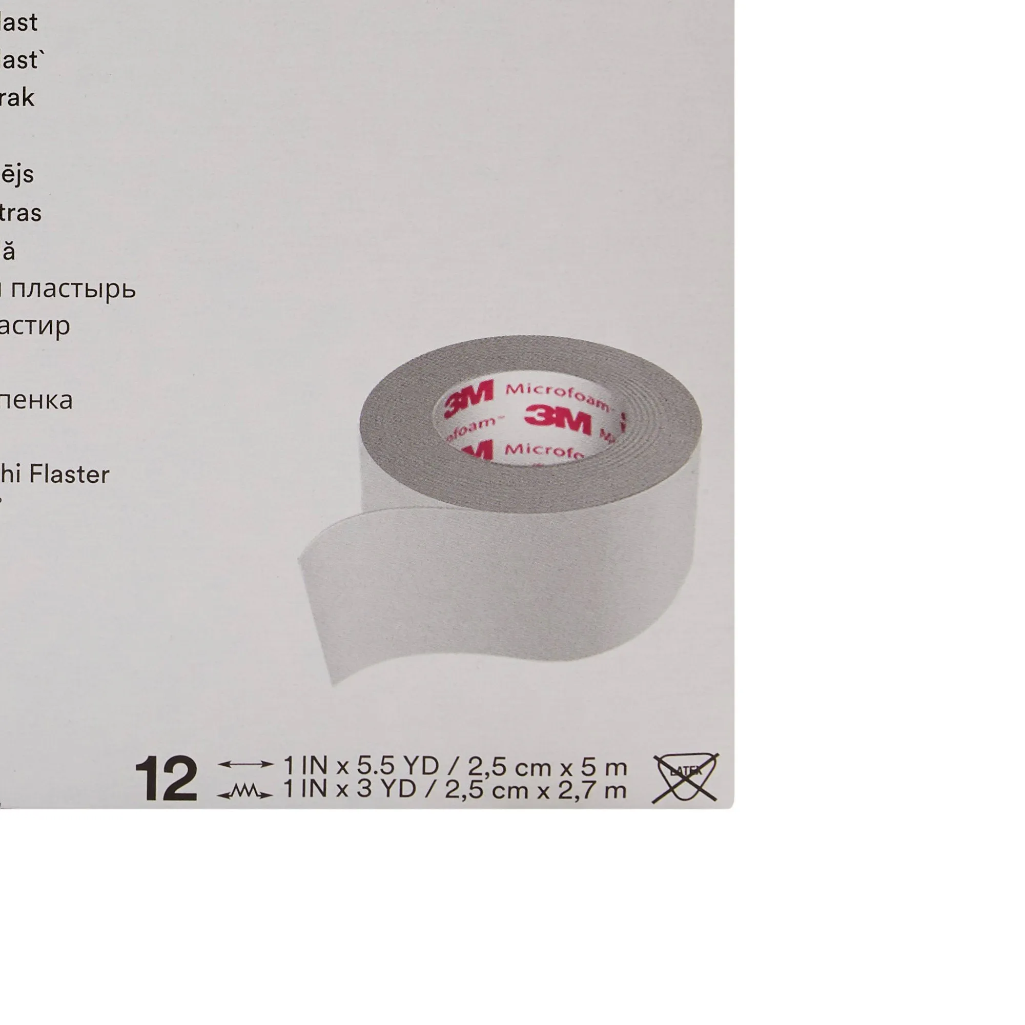 3M™ Microfoam™ Foam / Acrylic Adhesive Medical Tape, 1 Inch x 5-1/2 Yard, White, 1 Box of 12