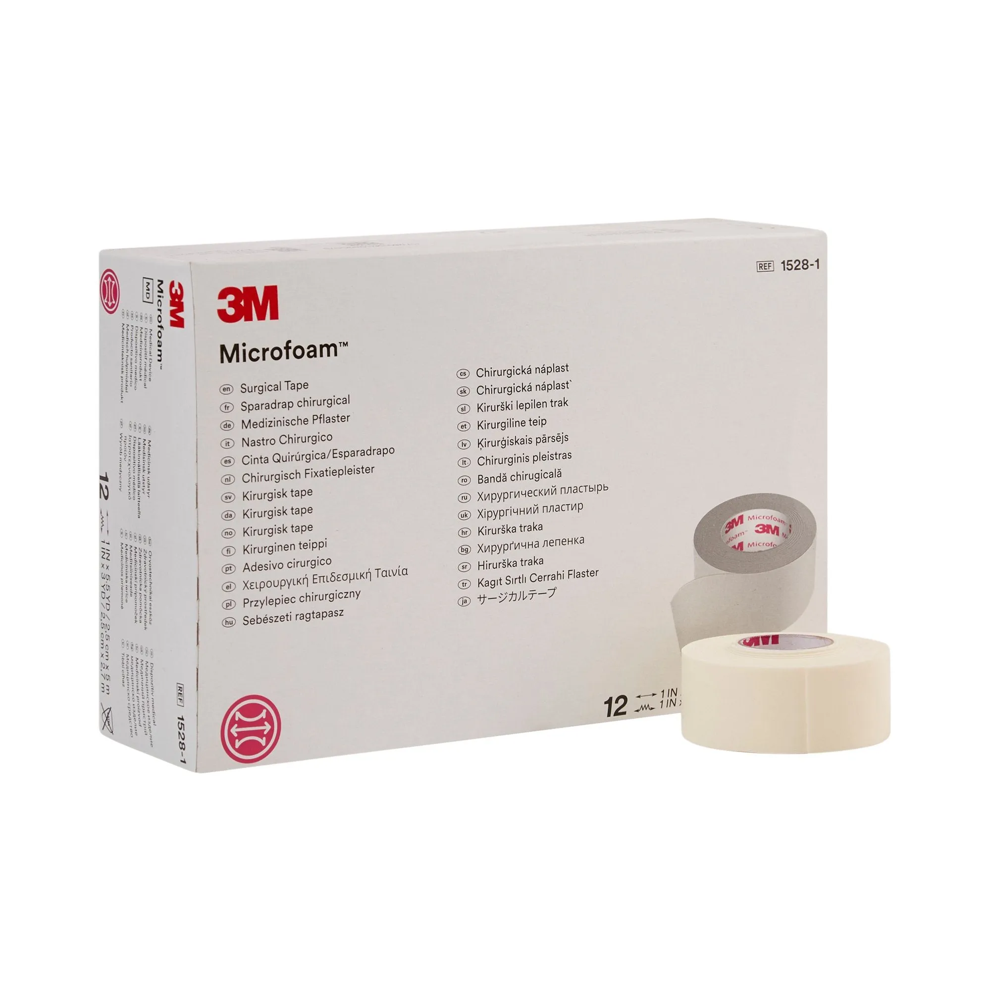 3M™ Microfoam™ Foam / Acrylic Adhesive Medical Tape, 1 Inch x 5-1/2 Yard, White, 1 Box of 12