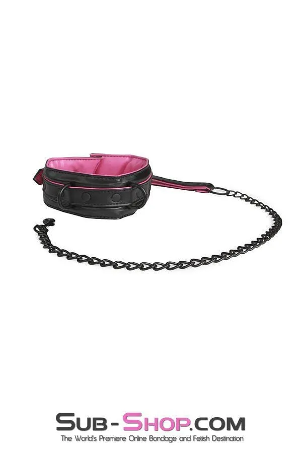 5703RS      Deluxe Padded Blackline Collar and Leash Set with Hot Pink Lining