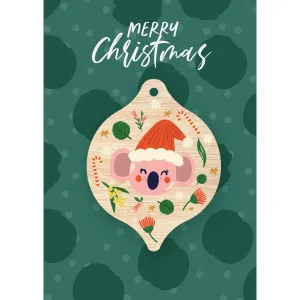 Aero Images: Wooden Decoration Greeting Card Christmas Koala Ornament