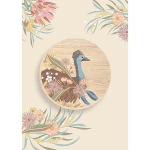 Aero Images: Wooden Magnet Greeting Card Emu