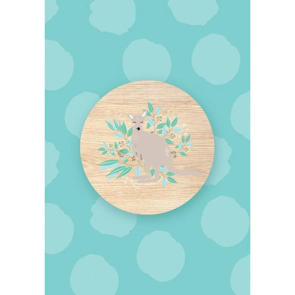 Aero Images: Wooden Magnet Greeting Card Kangaroo