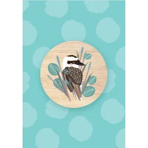 Aero Images: Wooden Magnet Greeting Card Kookaburra