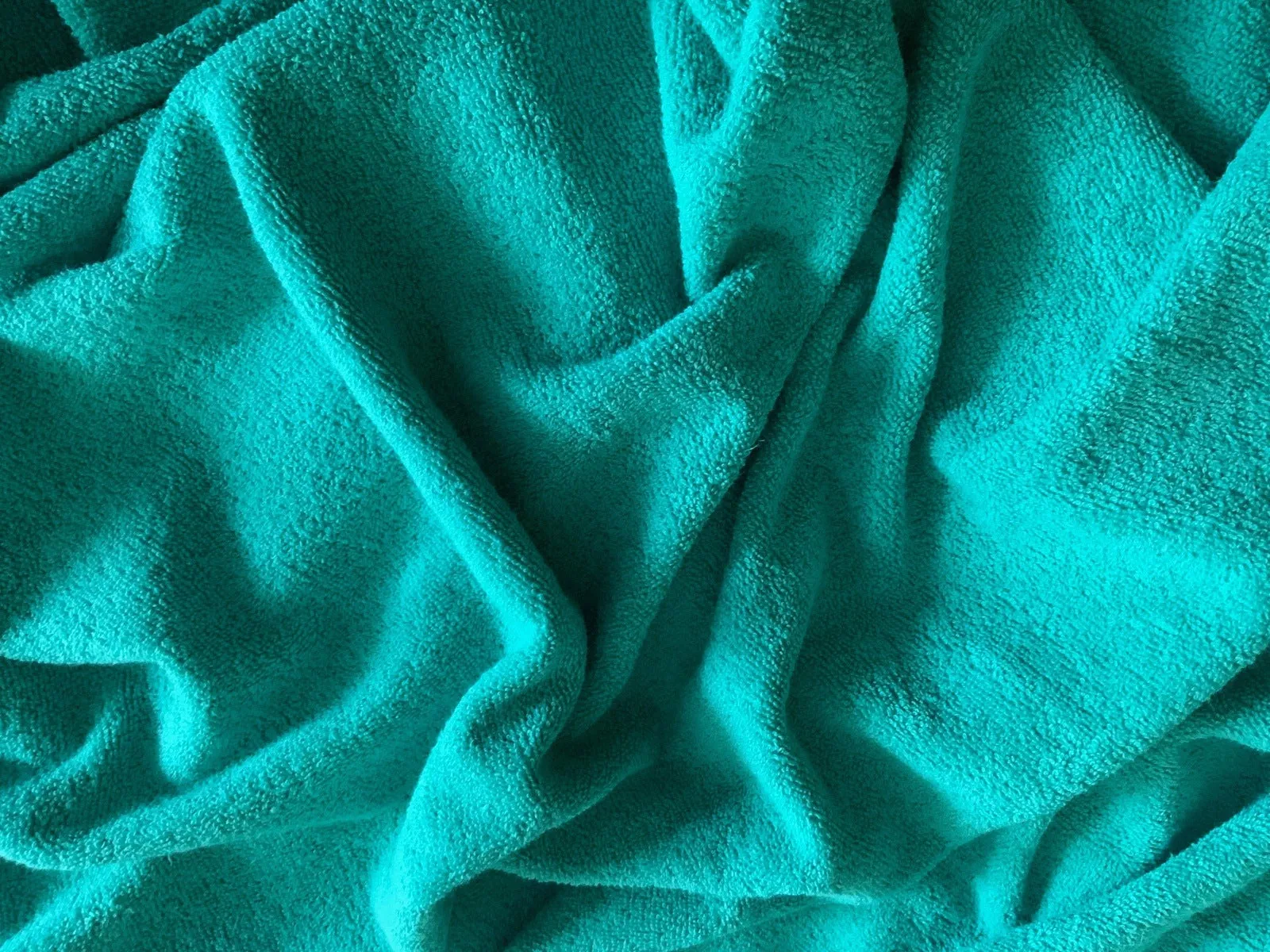 Aqua Green - Pure Cotton Thick LUXURY TOWELLING Fabric - 400 gsm - Greeny Jade Bluey