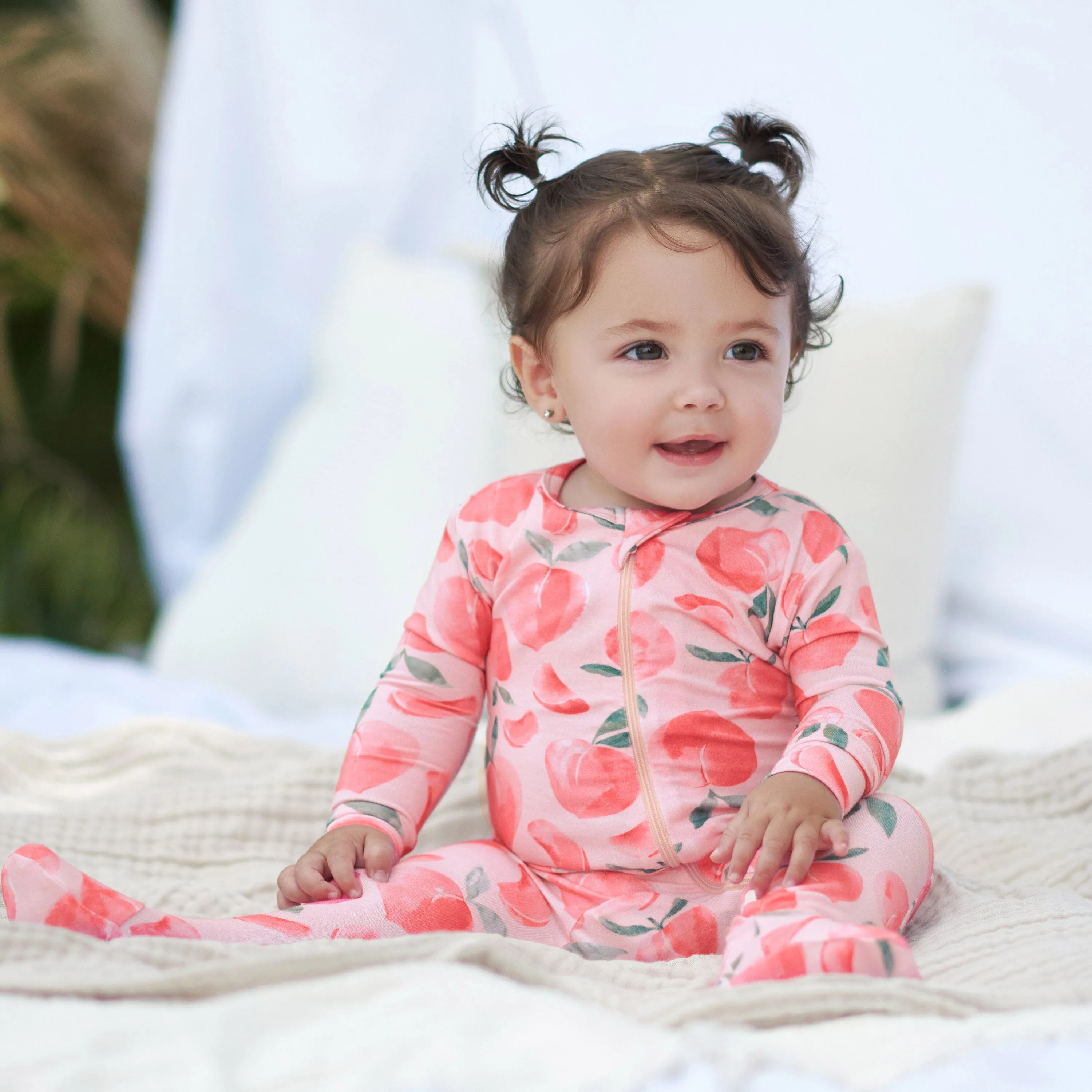 Baby & Toddler Girls Just Peachy Buttery Soft Viscose Made from Eucalyptus Snug Fit Footed Pajamas