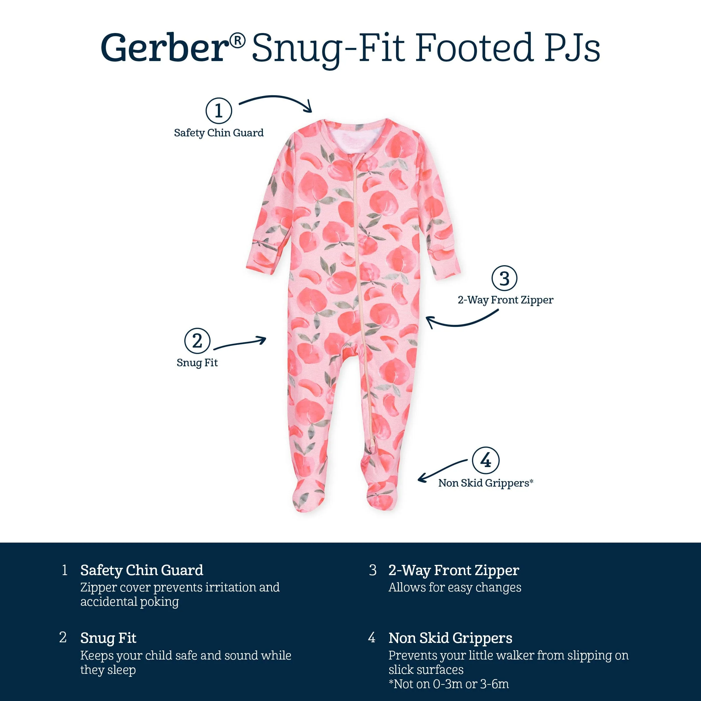 Baby & Toddler Girls Just Peachy Buttery Soft Viscose Made from Eucalyptus Snug Fit Footed Pajamas