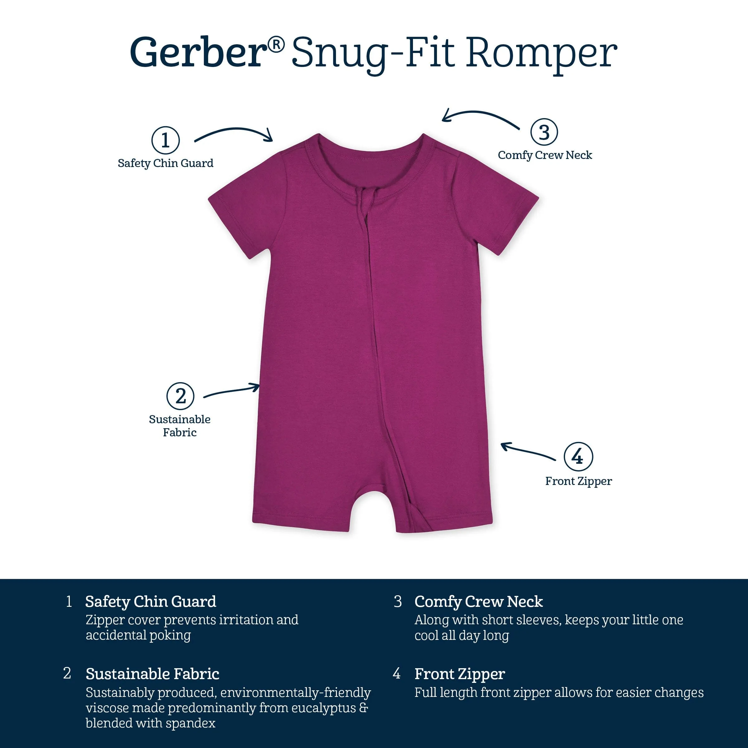 Baby Raspberry Buttery Soft Viscose Made from Eucalyptus Snug Fit Romper