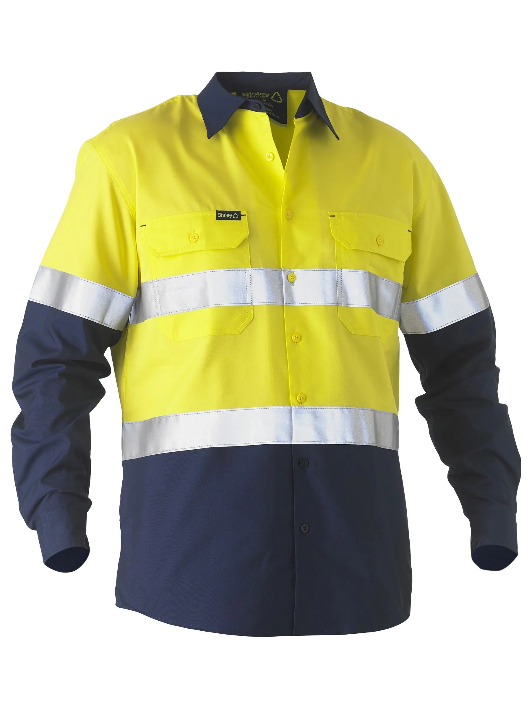 Bisley Taped Two Tone Hi Vis Recycled Drill Shirt (BS6996T)