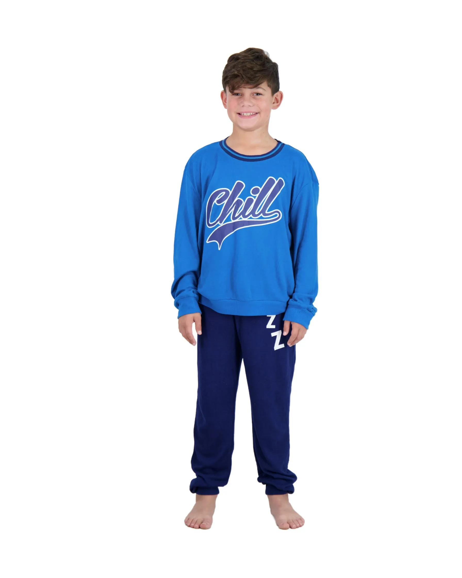 Boys 2-Piece Hacci Pajama Sets - Chill, Blue Pajama Sets for Boys