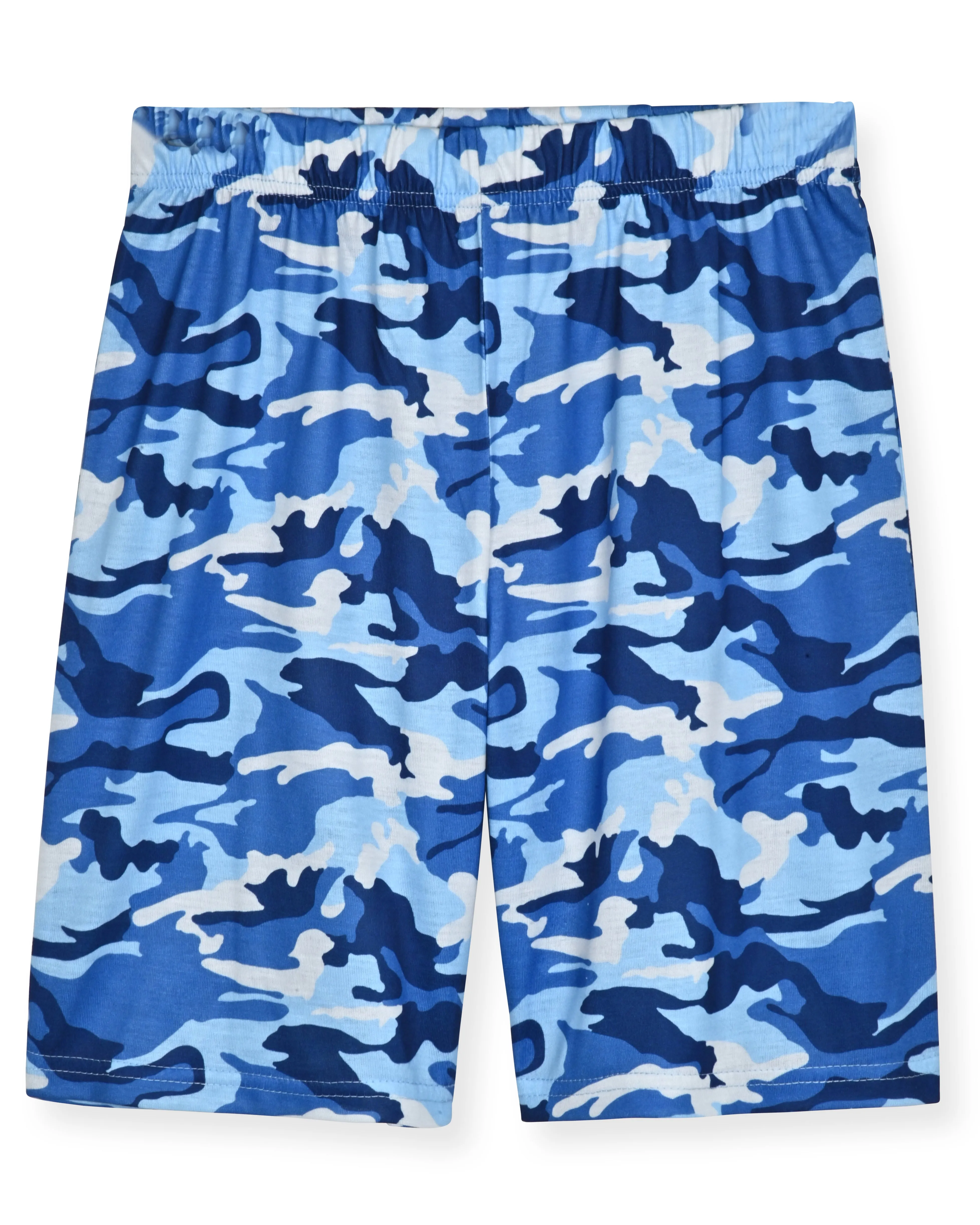 Boys 2-Piece Short-Sleeve Jersey Pajama Printed Shorts Set- Camo.