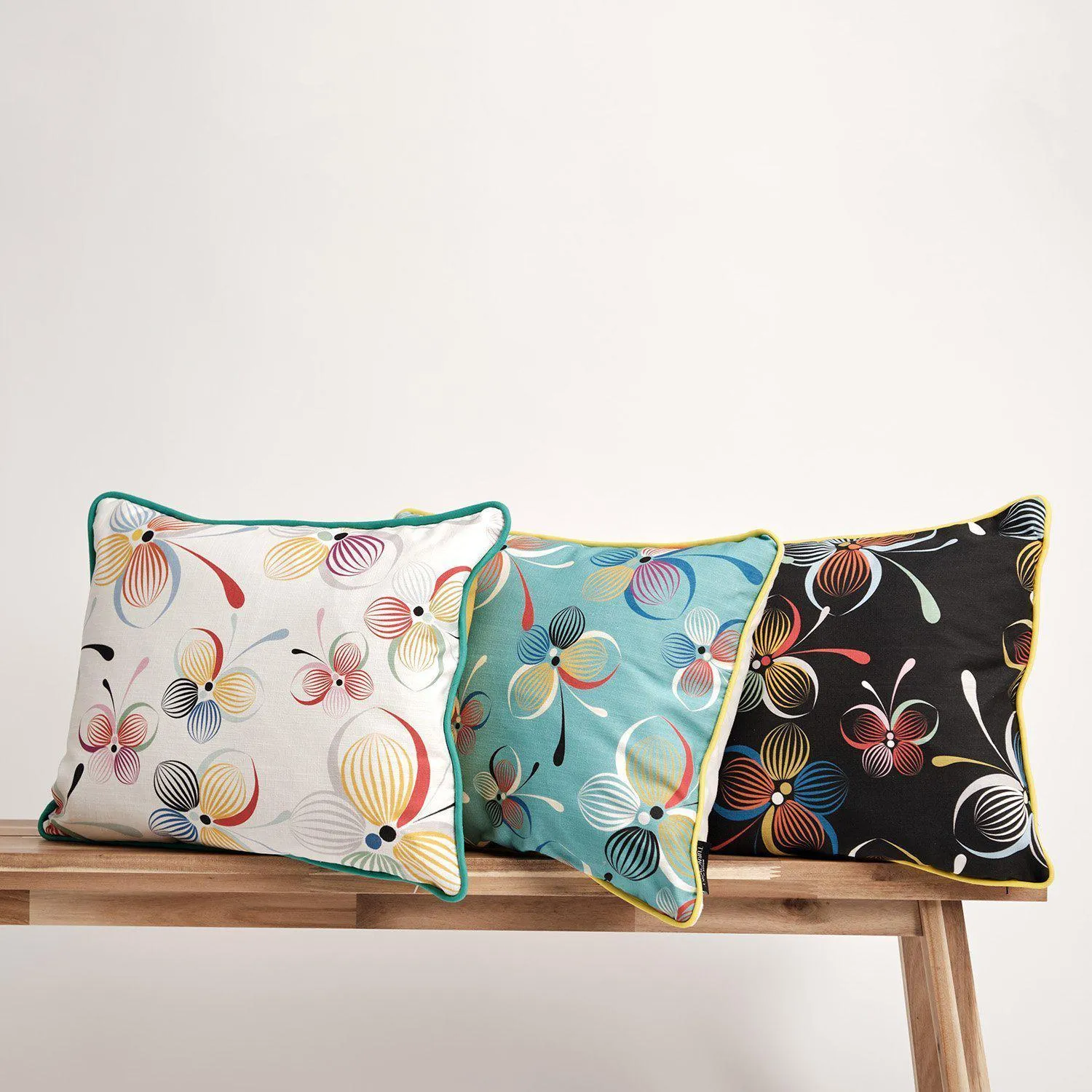 Bubbly Butterflies (Mint Green) - Funky Art Cushion - Perfect Day - House Of Turnowsky Pillows