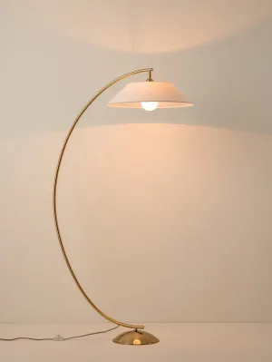 Circo - 1 light arc brass and natural linen floor lamp