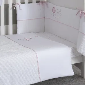 Clair-de-lune Over The Moon Cot Quilt & Bumper Set - White/Pink