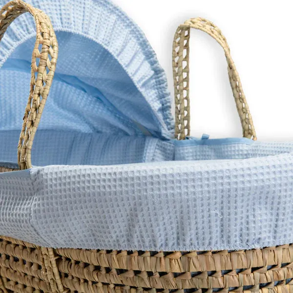 Clair-de-lune Waffle Palm Moses Basket Blue