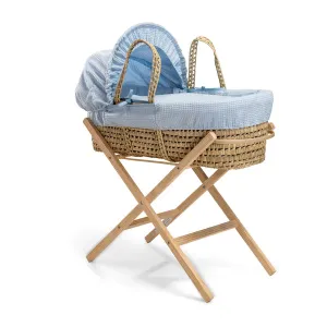 Clair-de-lune Waffle Palm Moses Basket Blue