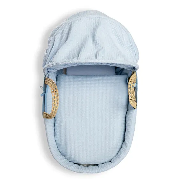 Clair-de-lune Waffle Palm Moses Basket Blue