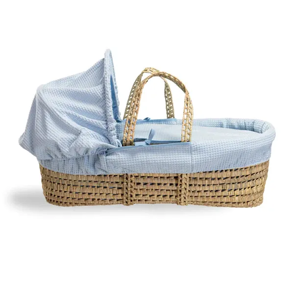 Clair-de-lune Waffle Palm Moses Basket Blue