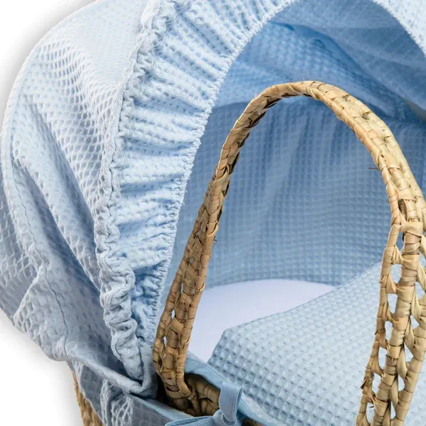 Clair-de-lune Waffle Palm Moses Basket Blue