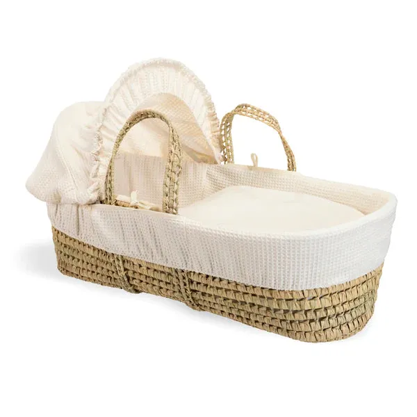 Clair-de-lune Waffle Palm Moses Basket Cream