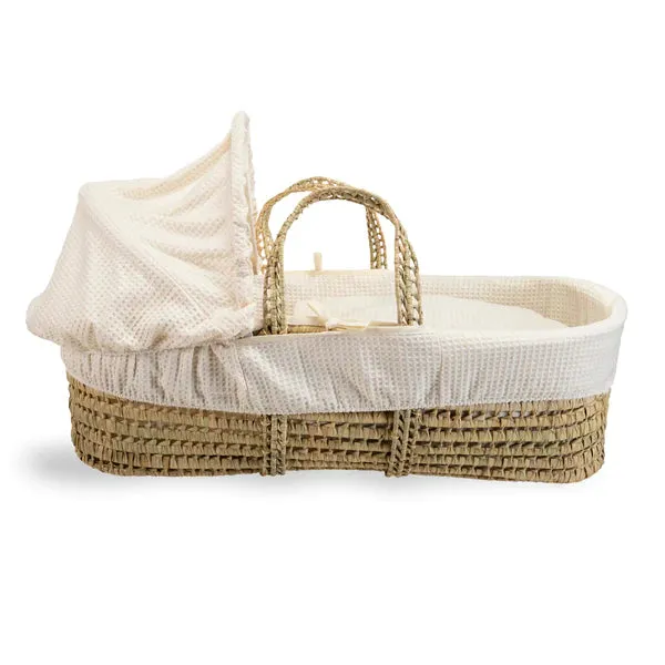 Clair-de-lune Waffle Palm Moses Basket Cream