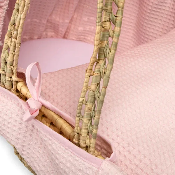 Clair-de-lune Waffle Palm Moses Basket Pink