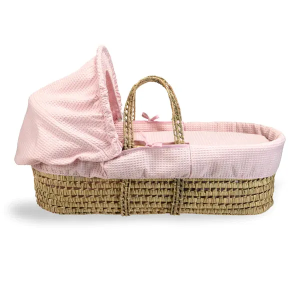 Clair-de-lune Waffle Palm Moses Basket Pink