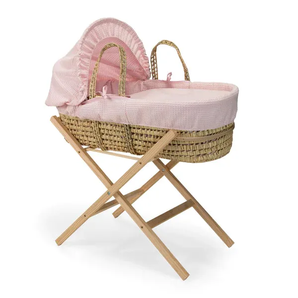 Clair-de-lune Waffle Palm Moses Basket Pink