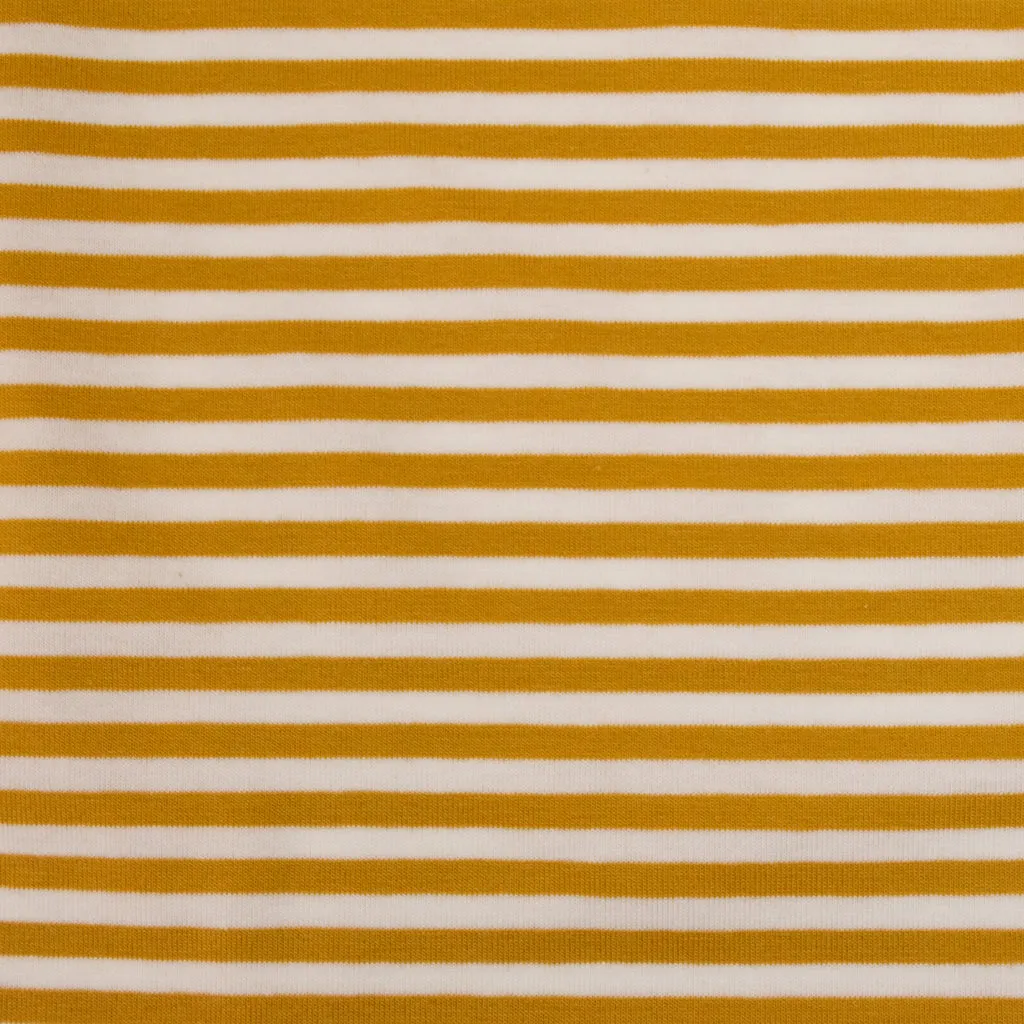 Cotton Jersey - Honey & White Stripe