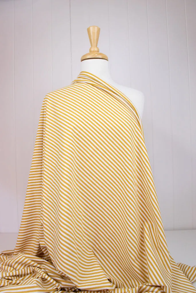 Cotton Jersey - Honey & White Stripe