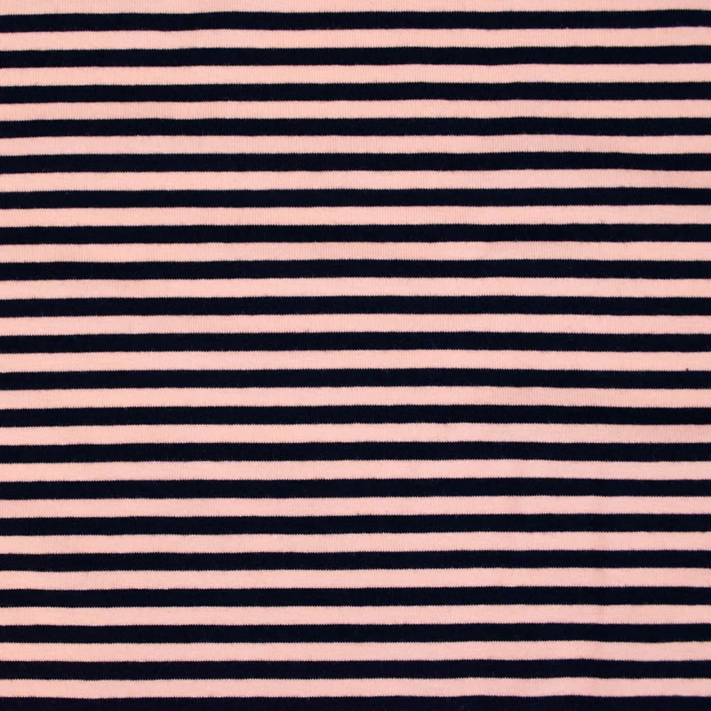 Cotton Jersey - Pink & Navy Stripe