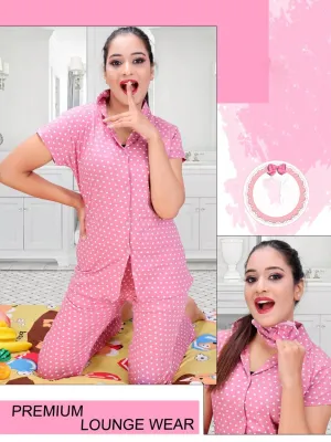 Cotton Ladies Pink NightSuit Set