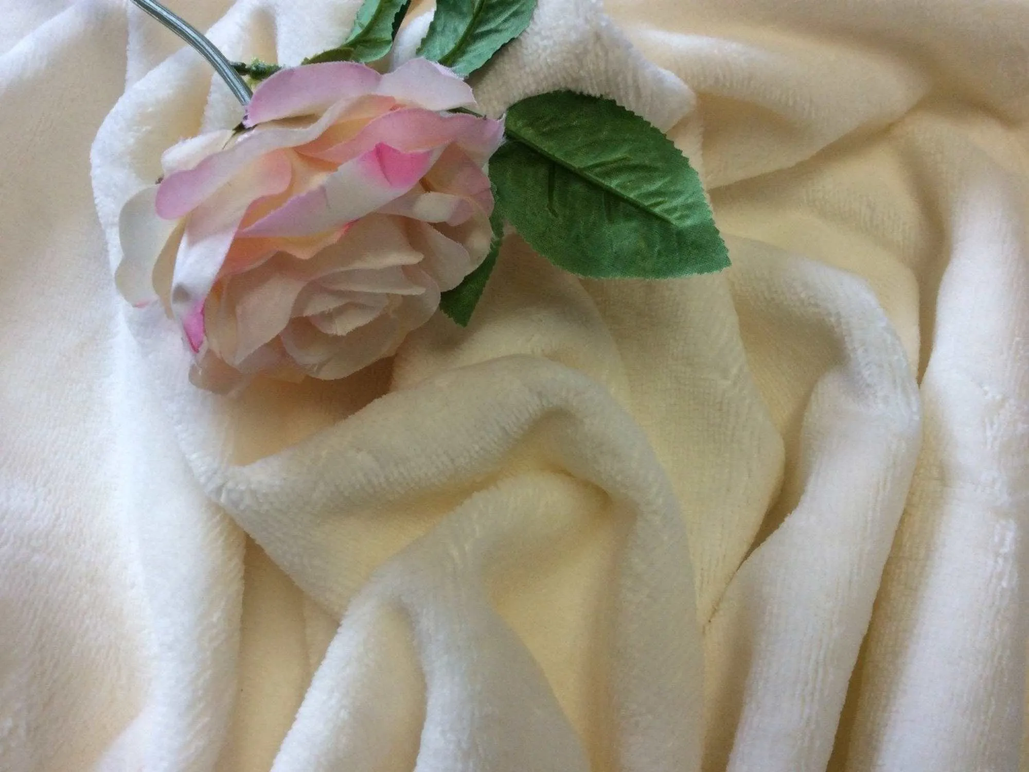 CREAM  / IVORY Luxury Bamboo Soft TOWELLING Fabric - 305gsm by Truly Sumptuous, Beach Wraps, Bags, nappues & More.... 150 cms