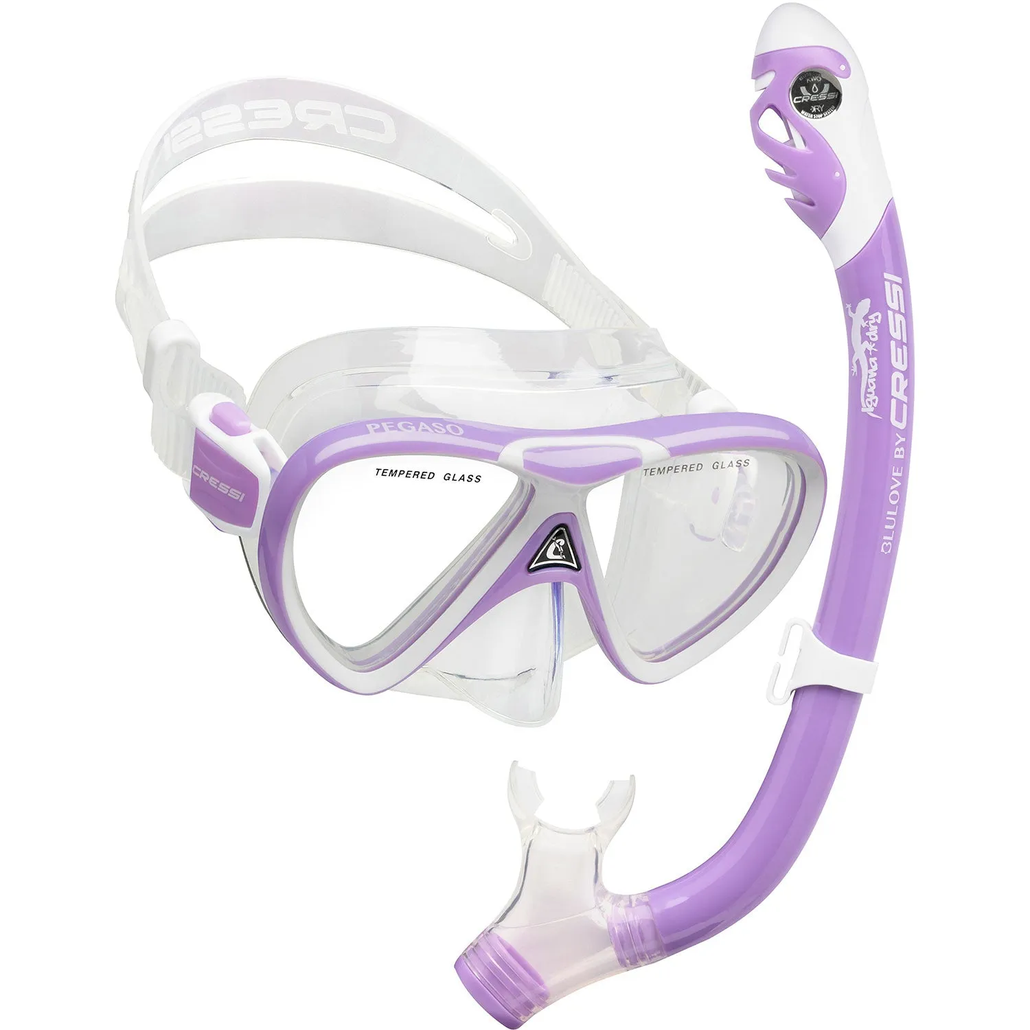 Cressi Pegaso Kids Mask and Iguana Dry Snorkel Set - Premium Snorkeling Package for Young Adventurers