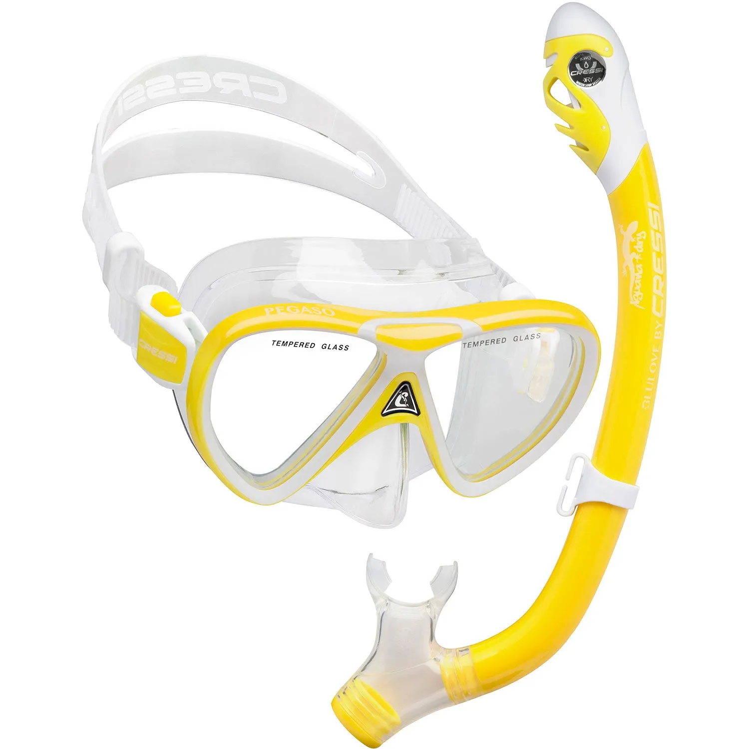 Cressi Pegaso Kids Mask and Iguana Dry Snorkel Set - Premium Snorkeling Package for Young Adventurers