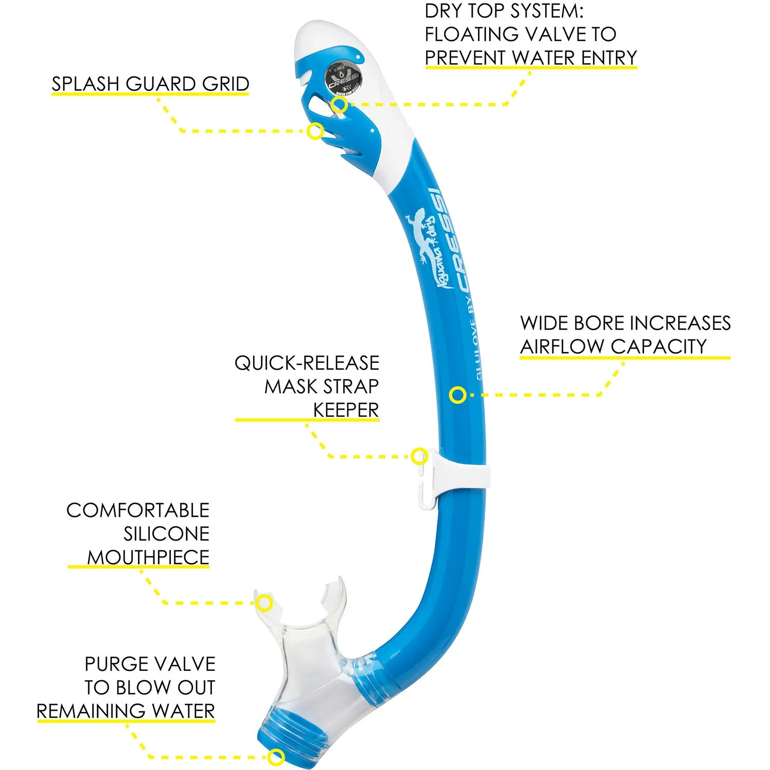 Cressi Pegaso Kids Mask and Iguana Dry Snorkel Set - Premium Snorkeling Package for Young Adventurers