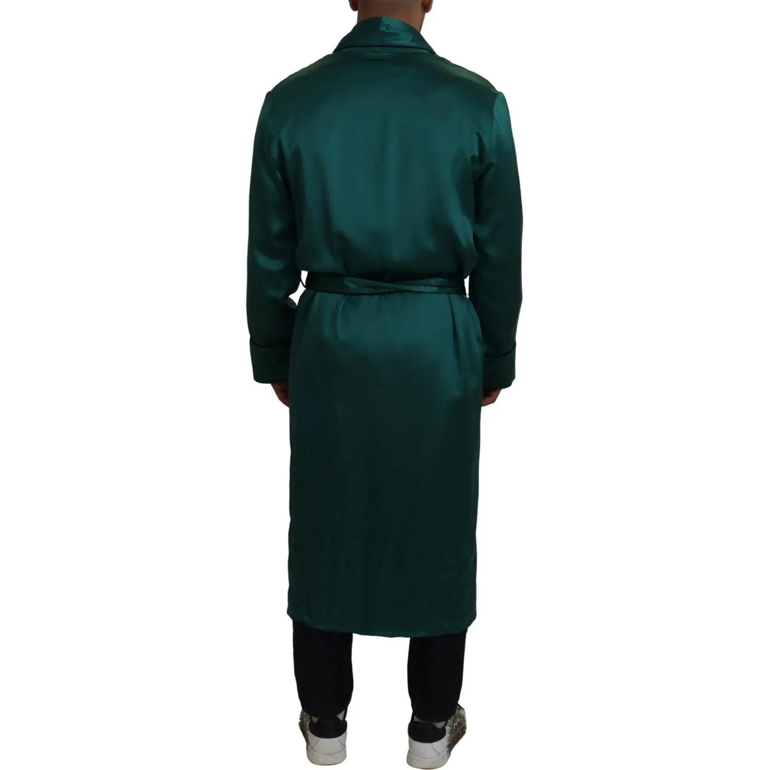 Dolce & Gabbana Elegant Silk Robe in Lush Green