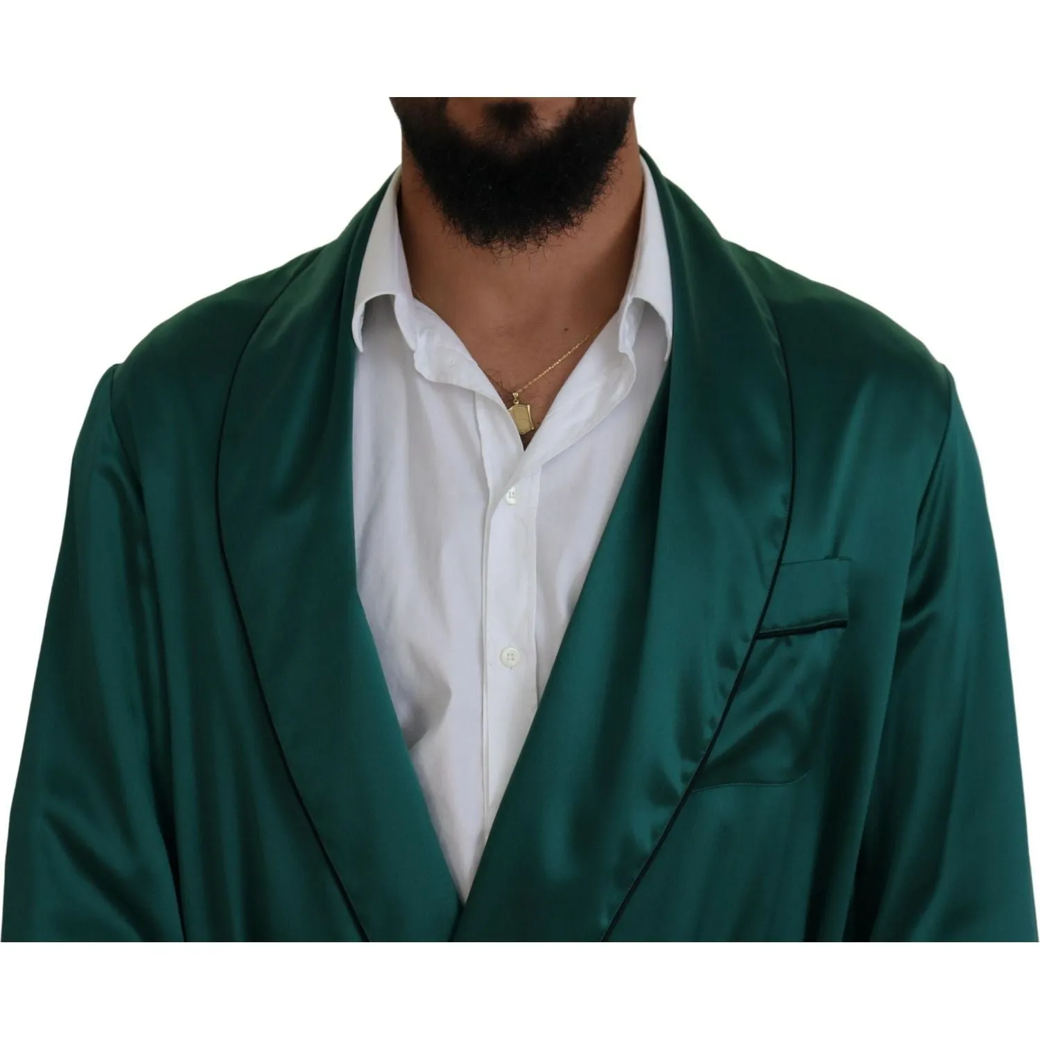 Dolce & Gabbana Elegant Silk Robe in Lush Green