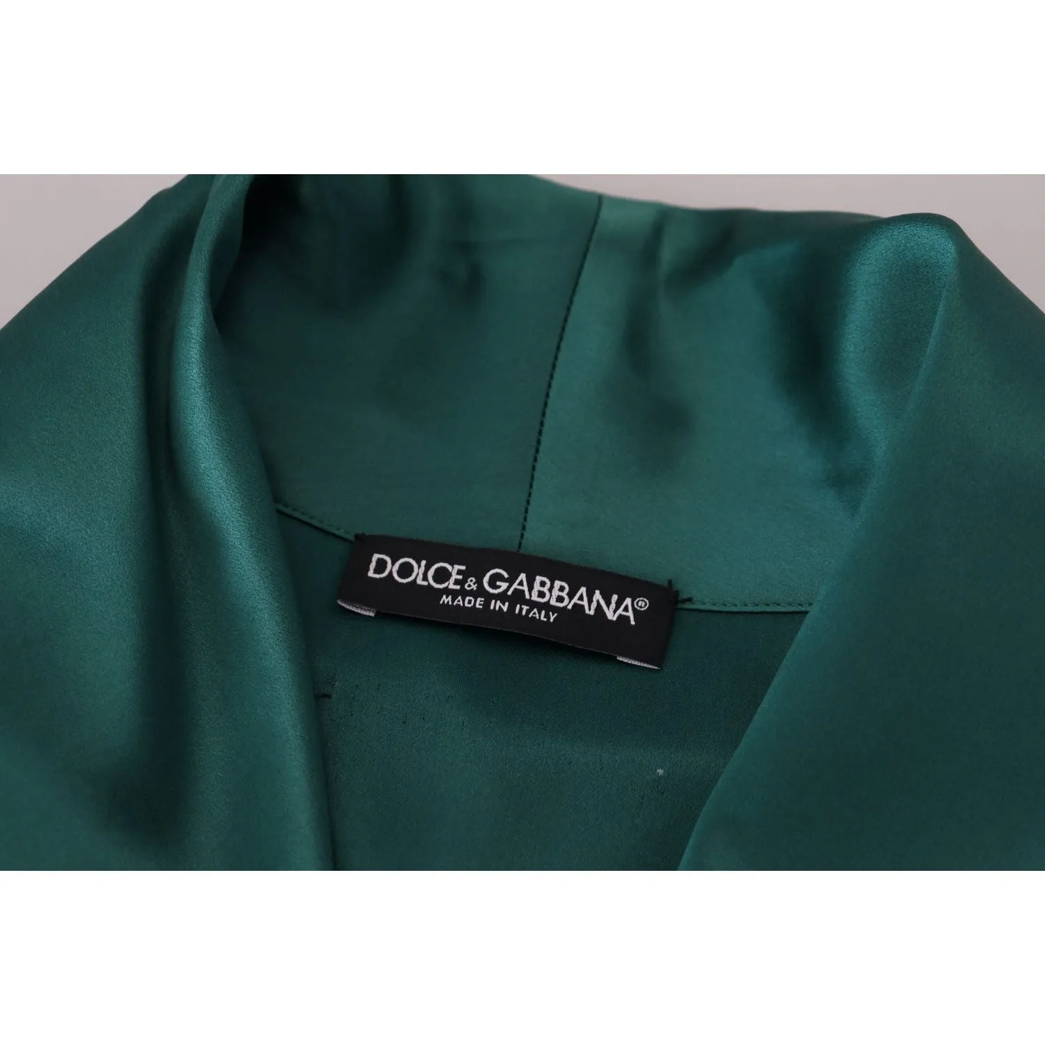 Dolce & Gabbana Elegant Silk Robe in Lush Green