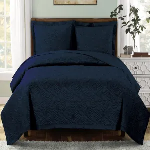 Emerson Ornamental Design Solid Quilted Coverlet Sets