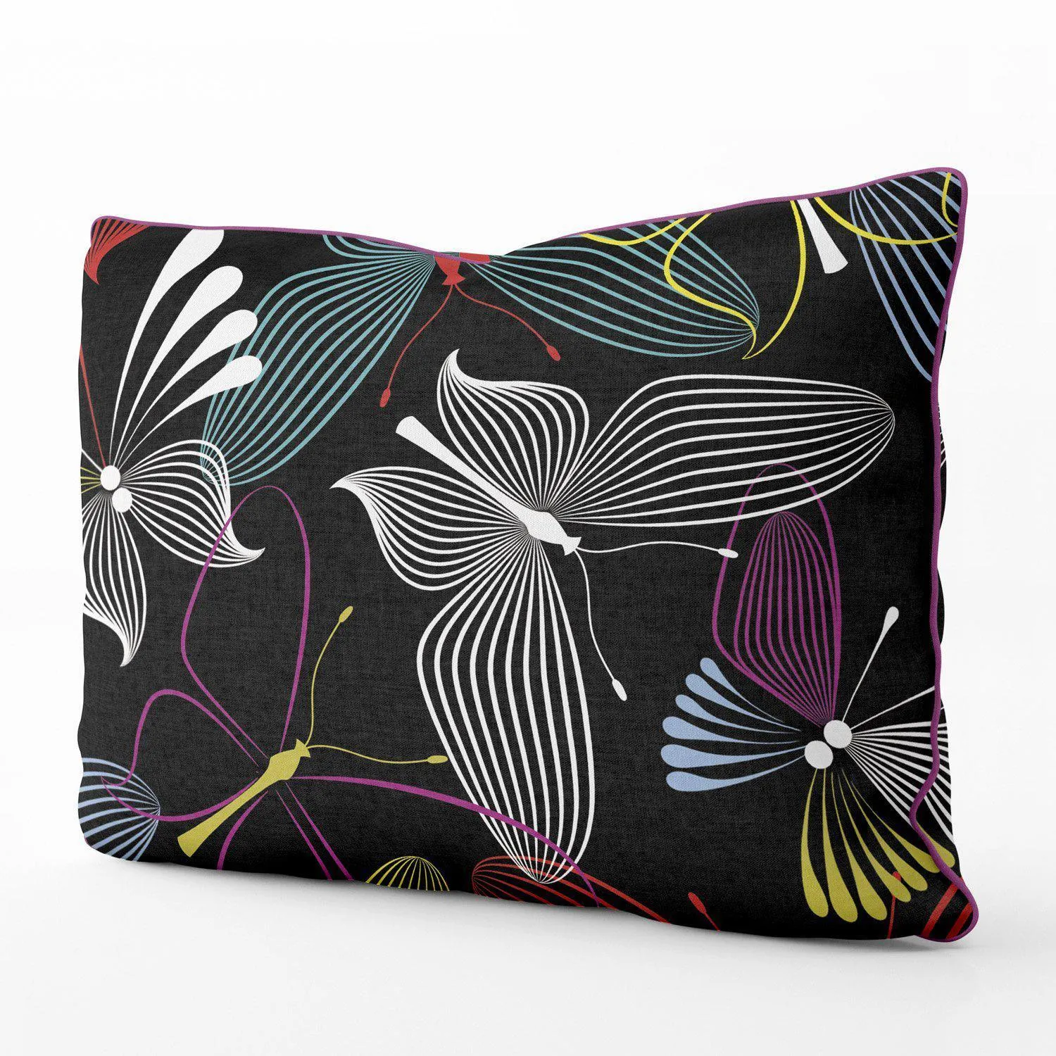 Exotic Butterflies ( Black) - Funky Art Cushion - Perfect Day - House Of Turnowsky Pillows