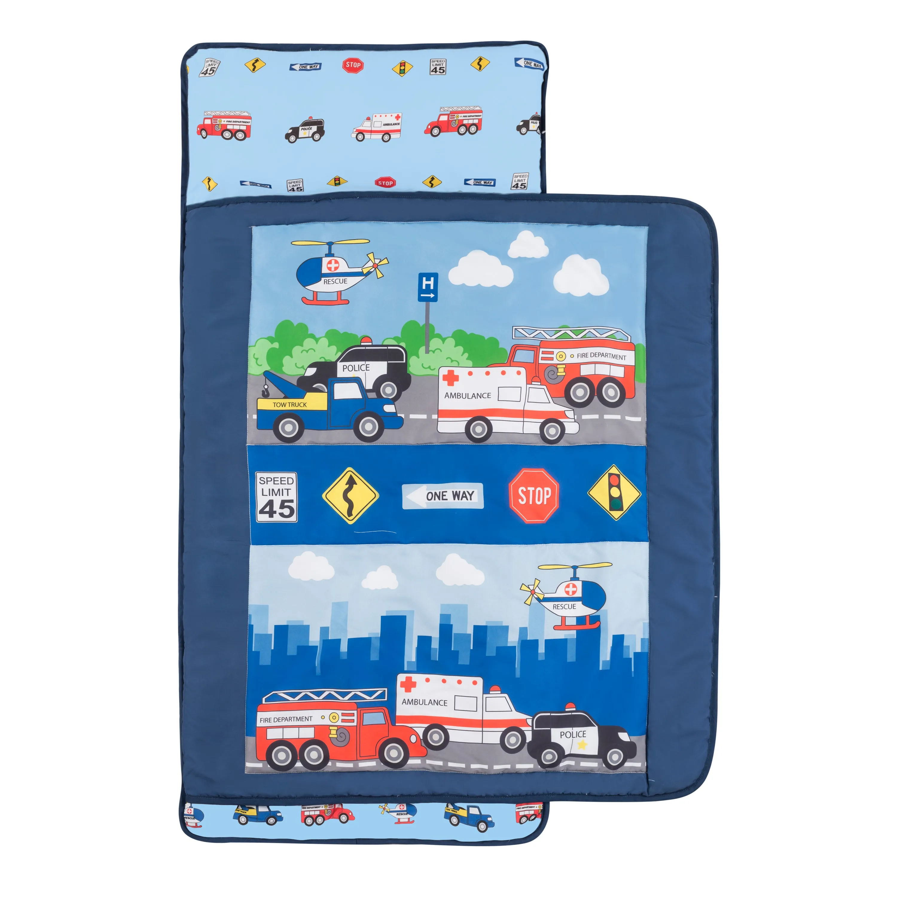 Fire Police Rescue Toddler Nap Mat with Pillow