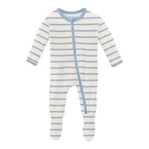 Footie with 2-Way Zipper Pond Sweet Stripe