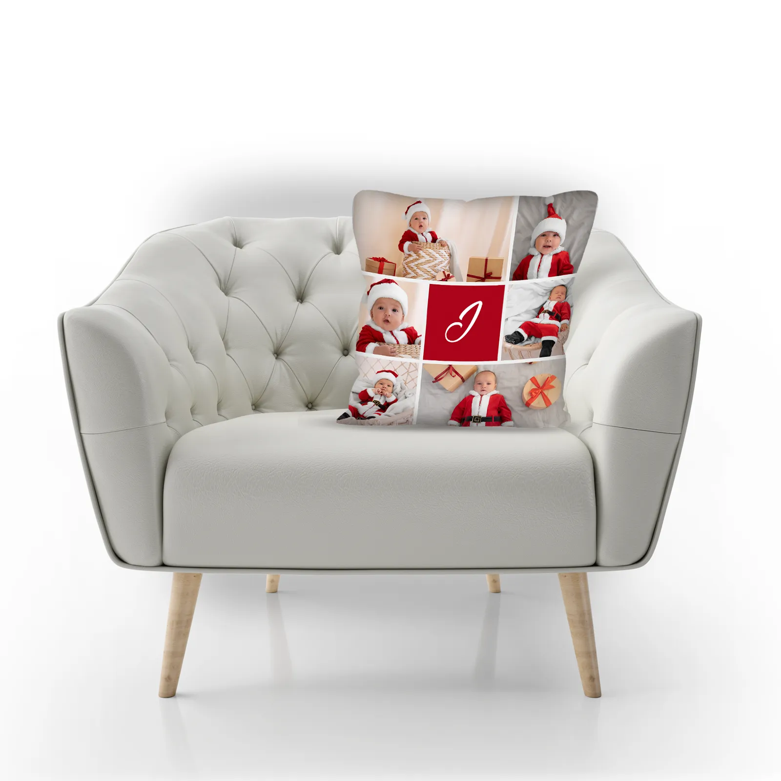 Gallery Collage with Monogram Photo Pillow